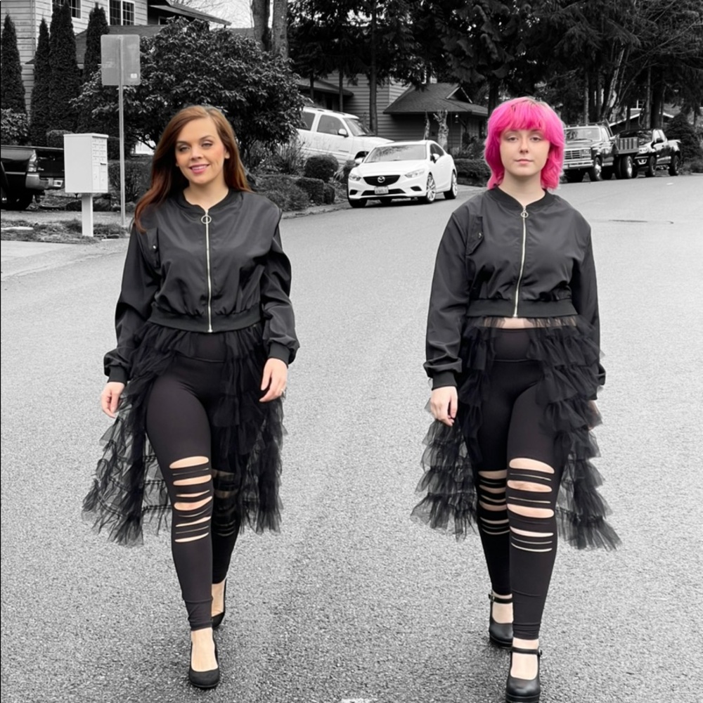 Lightweight black zip up jacket & long mesh back